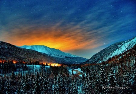 ALASKA SUNSET - winter, nature, sunset, mountain