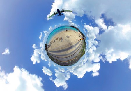 Spherical panorama of the beach - clouds, spheric, beach, sky