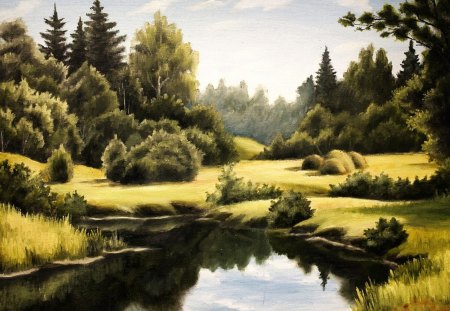 Nature Painting - tree, painting, nature, water