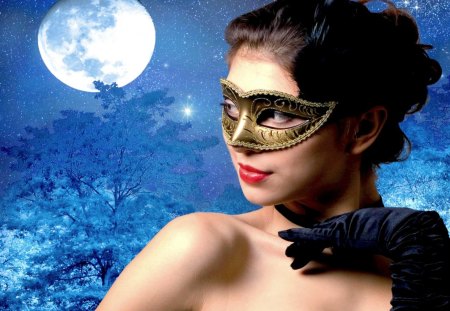 LOVE in the MOONLIGHT - moon, girl, mask, story, fantasy