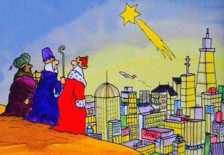 Three kings in Orient - star, fun, kings, orient, colors, city, lovely, three, today, christmas, funny