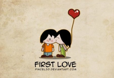 First kiss - love, couple, first kiss, heart