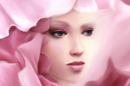 Rose Girl - beautiful, serene, girl, flower, pink, woman, rose, face, wallpaper