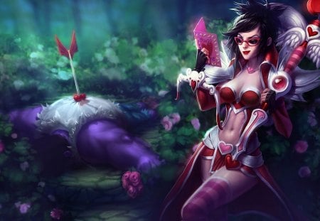 League of Legends - woman, girl, warrior, wallpaper, fantasy, purple, art, game, beautiful, digital