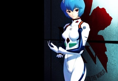 Ayanami Rei - female, hot, ayanami rei, rei ayanami, anime girl, ayanami, red eyes, neon genesis evangelion, dark, anime, cute, short hair, genesis, sexy, girl, eva, evangelion, neon, blue hair, hd, rei, bodysuit