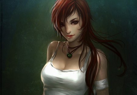 Lara Croft - brown hair, girl, lone, games, lara croft, video games, necklace, tomb raider, female, singlet