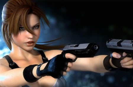 Lara Croft - female, lara croft, guns, tomb raider, weapons, games, video games