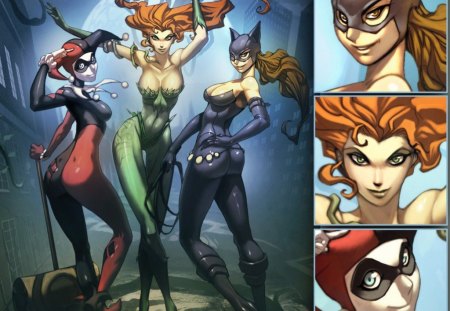 Sirens - Harley Quinn, Catwoman, Poison Ivy, Comics, DC Comics, Superheroes, Batman