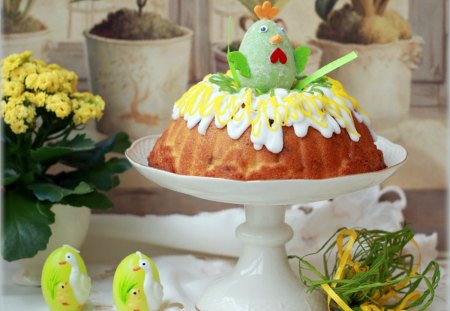 Easter morning - eggs, flowers, decoration, cakes, holidays, special days, Easter, still life