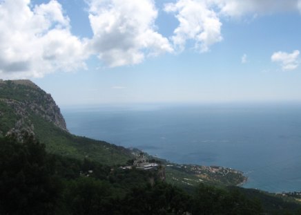 Endless sea - clouds, coast, sea, mountain, sky