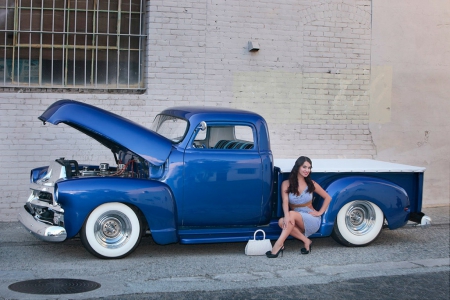 54-Chevy-Pickup - white walls, gm, model, blue