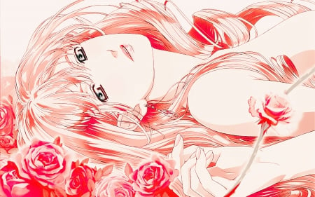 ~Megurine Luka~ - roses, pretty, vocaloid, megurine luka, anime, flowers