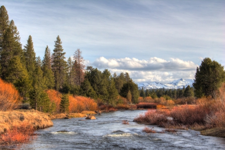 Recovery - canon, beauty, sky, landscape, pinetrees, movement, recovery, northern nevada, water, mountains, nevada, nature, clouds, carson river