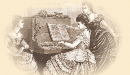 Victorian Girls - girls, piano, draw, victorian