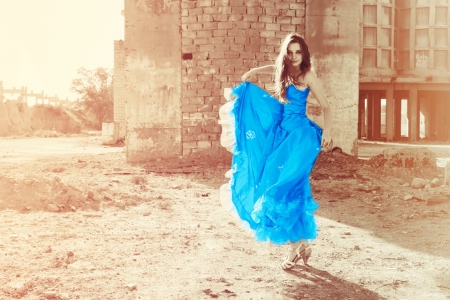 Blue Dress - woman, dress, model, blue