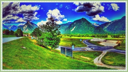 nature scene - hill, sky, dark, blue, grass