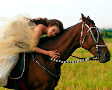 Beauty - horse, animals, pretty, woman