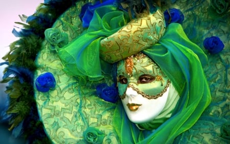 Green mask - artistic, costume, mask, green, face