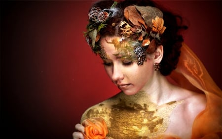 Artistic woman - woman, face, wreaths, model, artistic