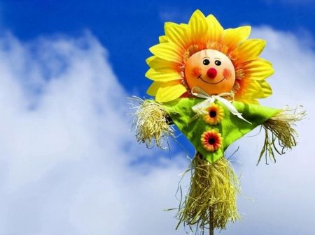 SunFlower Scarecrow - cute, sunflower, funny, scarecrow