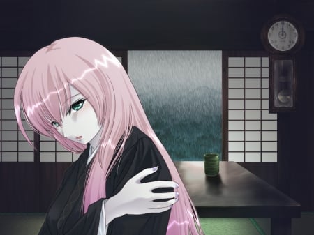 rainy days - rain, luka, vocaloid, japanesehouse, kimono, anime, mergune