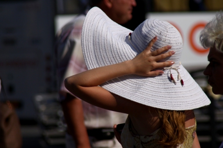 Summer Hat - white, brimmed hat, summer, girl