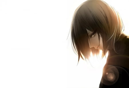 Savior Mikasa - titan, white, mikasa ackerman, profile, girl, cool, brunette