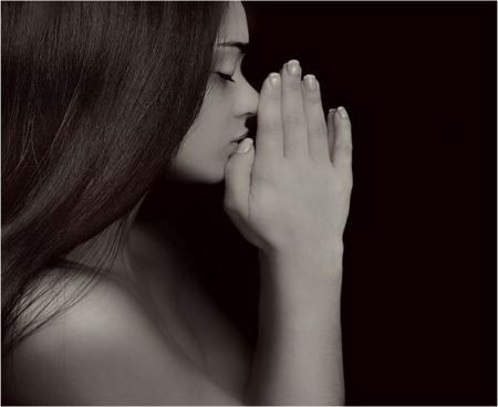 ๑♥๑ - women, moment, black, white, sad, pray