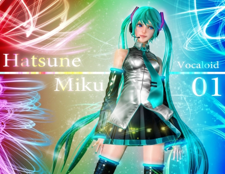 Hatsune Miku - realistic, female, hot, anime girl, anime, miku, cute, hatsune miku, sexy, girl, twintails, long hair, cg, vocaloids, hd, hatsune, abstract, 3d, vocaloid, green hair