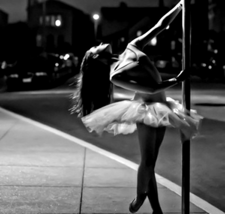 Happy ballet on street - girl, street, night, happy