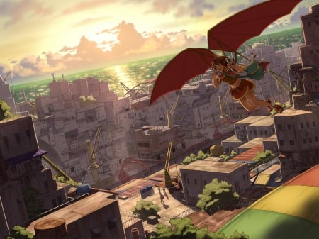 Suisei no Gargantia - cant think of a fourth, water, flying, amy, city, suisei no gargantia