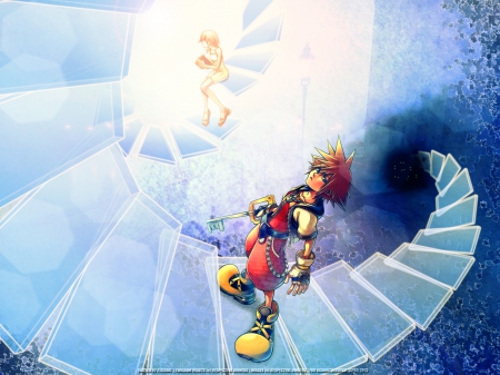 ~Find Me Sora~ - staircase, namine, square enix, sora, kingdom hearts chain of memories, keyblade, video game