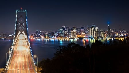 San Francisco at night - colours, san francisco, city, night, photo, bridge