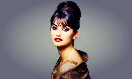 Penelope Cruz - grey, woman, green, model, girl, beauty, penelope cruz, actress