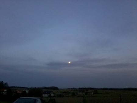 Moon. - evening, moon, blue, sky