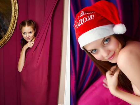 Amelie - Red, Curtains, cap, Christmas, Amelie