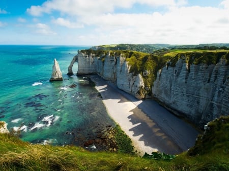 cliffs - beach, stones, sea, cliffs