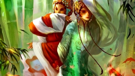 The Art of Deception - koi, women, asian, fantasy