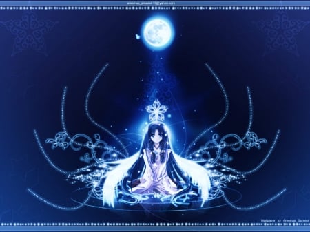 Anime Wallpaper - anime, moonlight, girl, blue