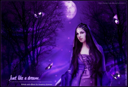 Just like a Dream - fantasy, lady, purple, dream