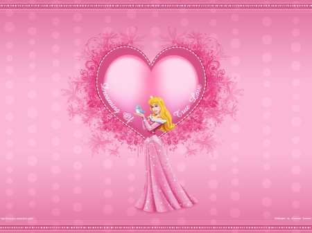 Dreaming of True Love - dreaming, pink, love, girl, princess