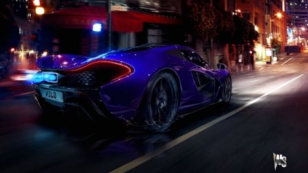 Mclaren P1 in blue - photo, city, mclaren, cars, blue