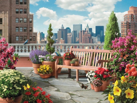 ROOF TOP GARDEN - top, roof, garden, flower