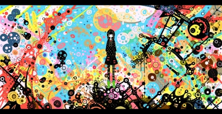 Anime 1 - Colorful, Cant think of a fourth, girl, Rainbow, Sky