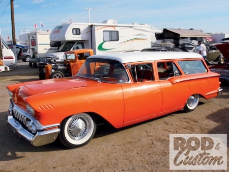 58 Chevy 4 Door Wagon - White walls, GM, Wagon, Classic