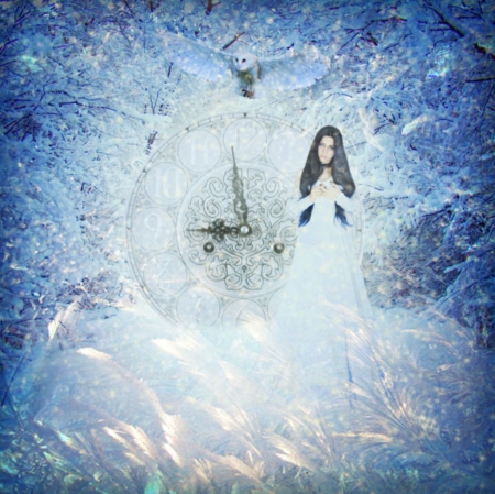 Frost Clock - fantasy, lady, time, frost, clock