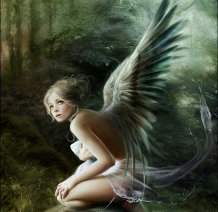 Angel - angel, colors, sweet, green