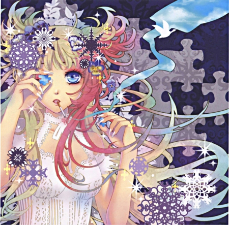 Puzzle World - colurful, puzzle, girl, anime, orginal