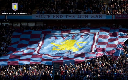 ASTON VILLA - red, people, photo, flag, blue, aston villa
