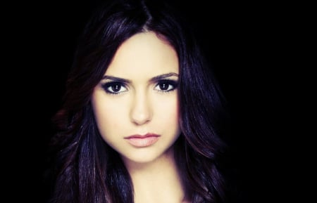 Nina Dobrev - tv series, girl, beauty, pink, actress, creature, vampire diaries, black, fantasy, nina dobrev, woman